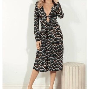Veronica M Itty Bell Keyhole Slit Cali Print Dress S NWOT